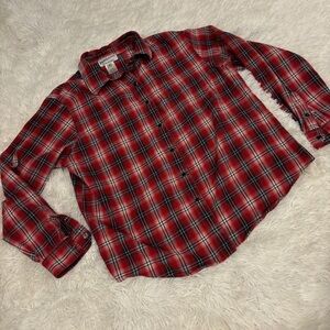 Pendleton Women’s 100% cotton red plaid snap button up shirt Size Medium